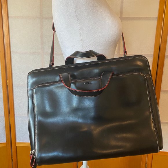 Lodis Black Leather Slim Laptop or Tablet Case/Tote - Picture 2 of 13